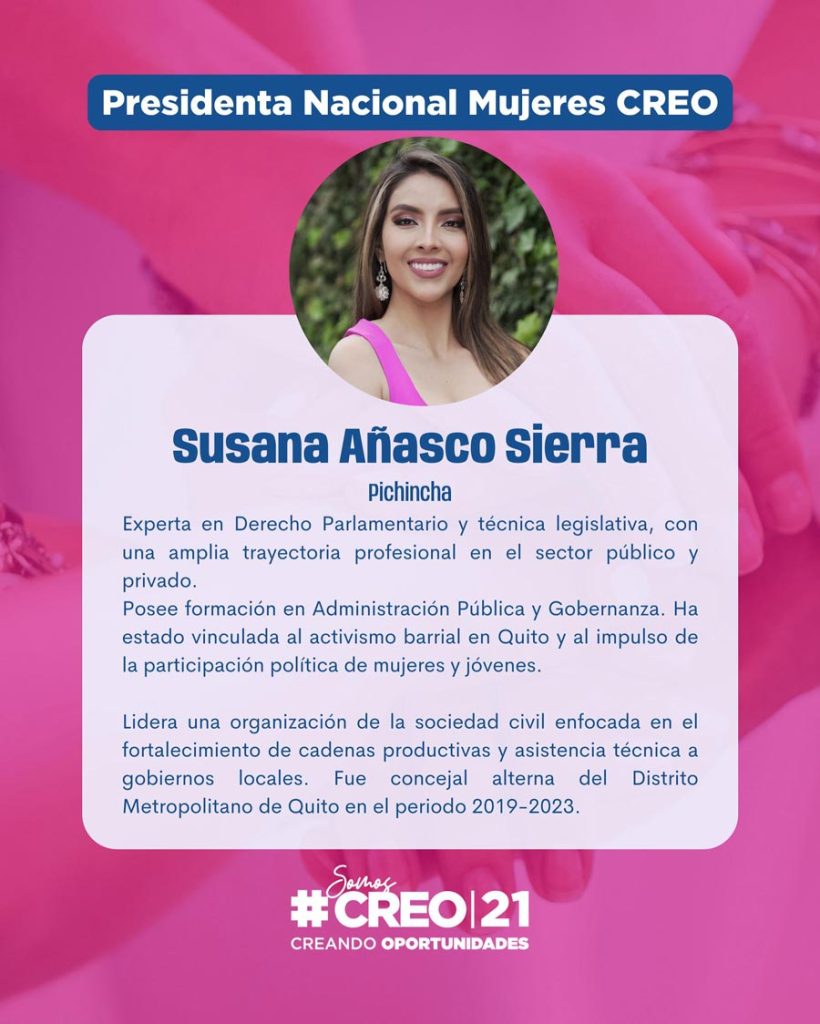 PRESIDENTA NACIONAL MUJERES CREO - Susana Añasco Sierra